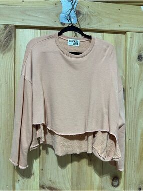BUCKETLIST Peach Cropped Layered Sweatshirt